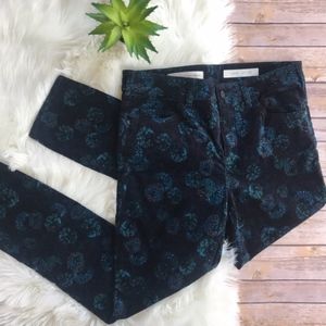 Anthropologie Pilcro Pants Script Floral + Velvet